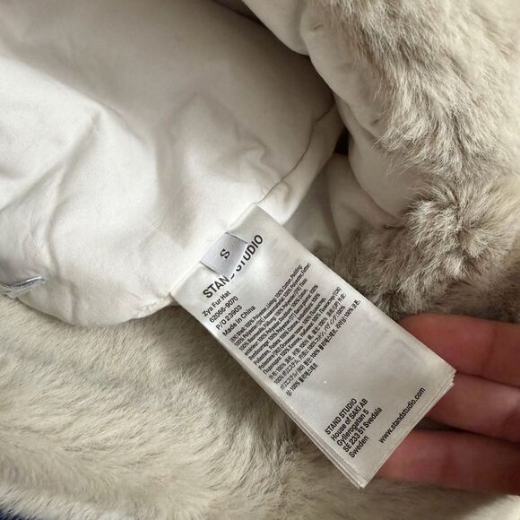 Stand Studio Off-White Faux Fur Coat - Picture 5 of 8